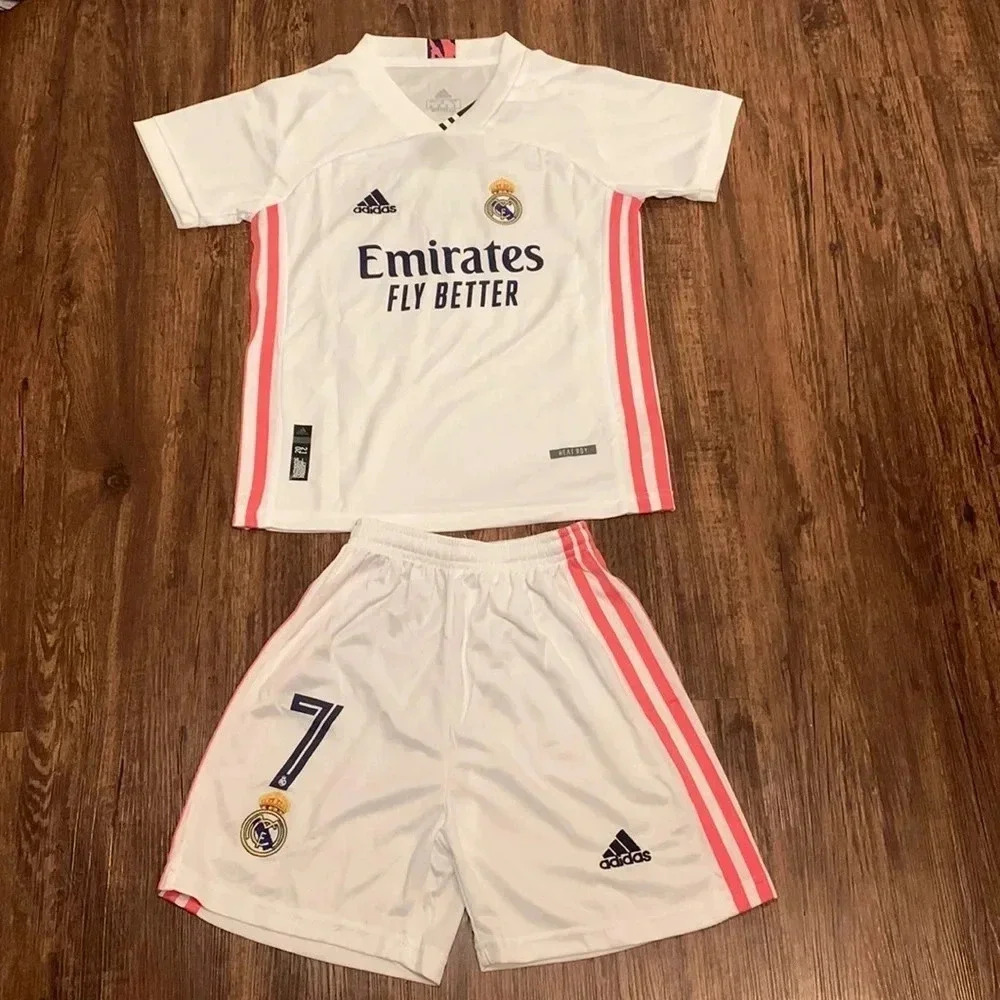 Adidas Real Madrid Hazard #7 Soccer Jersey, Shorts Set Home 20/21 Youth